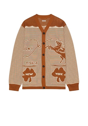 BODE Buckaroo Cardigan in Brown & Cream - Brown. Size L (also in M).