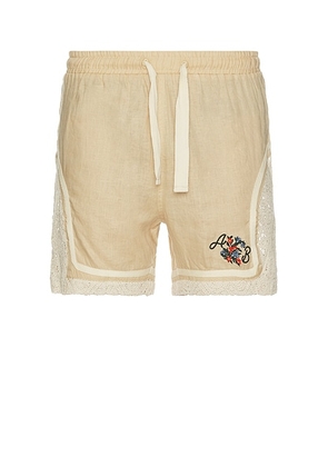 Agua Bendita Draco Shorts in White - Beige. Size 32 (also in 34, 36, 38).