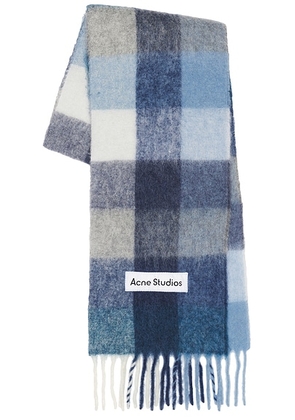 Acne Studios Vally Scarf in Indigo  Grey  & Light Blue - Grey. Size all.