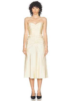 Alessandra Rich Bustier Midi Dress in Cream & Brown - Cream. Size 36 (also in 38, 42).