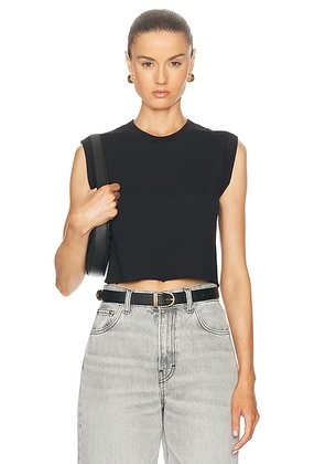 Eterne Cropped Muscle Tank Top in Black - Black. Size L (also in M, S, XL, XS).