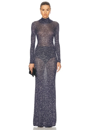 Balenciaga Sequins Knit Maxi Dress in Navy & Silver - Navy. Size XS (also in ).