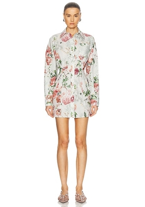 THE ATTICO Long Sleeve Mini Dress in Ivory - Ivory,Pink. Size 38 (also in 36, 42, 44).