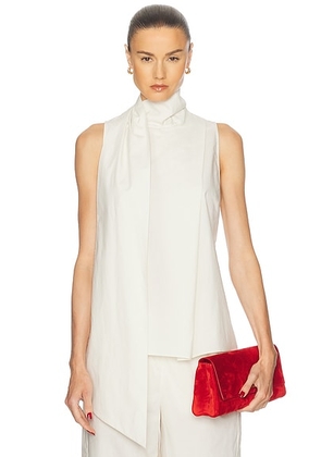 EAVES Noam Poplin Top in Chalk - Ivory. Size L (also in M, S).