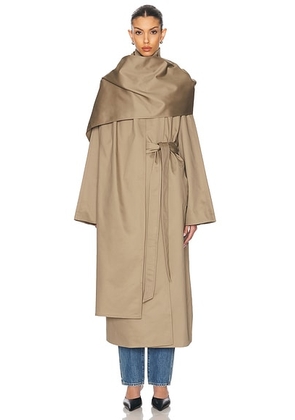 EAVES Yuna Trench Coat in Khaki Greige - Beige. Size L (also in M, S, XL, XS, XXS).