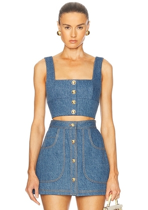 Adam Lippes Quinn Top in Stone Wash - Blue. Size 2 (also in 4, 6).