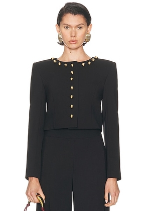 Carolina Herrera Collarless Cropped Jacket in Black - Black. Size 2 (also in ).