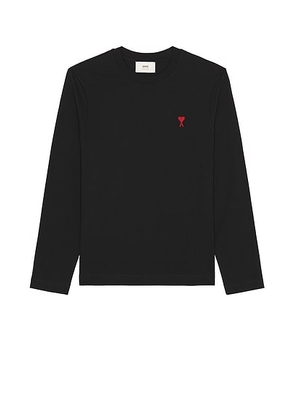 AMI Paris Red ADC Long Sleeve T-Shirt in Black - Black. Size S (also in L).
