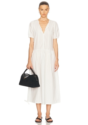 Deiji Studios Draw Hem Dress in White - White. Size L (also in M, S).