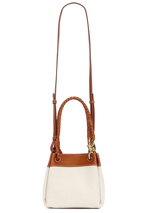 Bottega Veneta Small Parachute Canvas Bag in Natural  Light Wood  & Muse Brass. Size all.