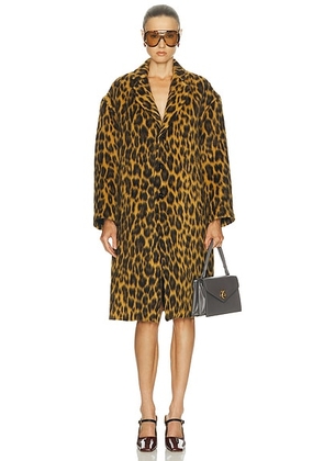 Bottega Veneta Leopard Coat in Camel  Black  & Brown - Brown. Size 40 (also in 38).