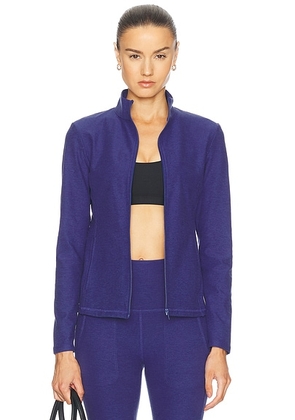 Beyond Yoga Spacedye On The Go Mock Neck Jacket in Eternal Blue Heather - Blue. Size XS (also in ).