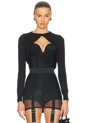 Dolce & Gabbana Cropped Cardigan in Black - Black. Size 42 (also in ).