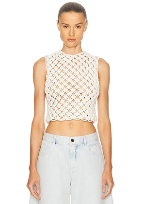 ALAÏA ALAΪA Crop Tank Top in Blanc Naturel - White. Size 36 (also in 38).