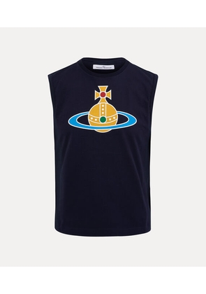 Vivienne Westwood Oversized Orb Muscle Vest Cotton Navy Blue S Men
