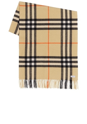 Burberry Giant Check Cashmere Scarf in Sand - Brown. Size all.