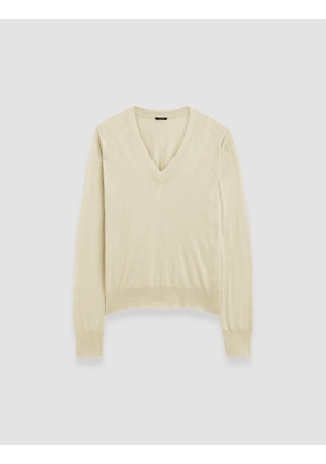 Superfine Cotton Silk V Neck Jumper - S