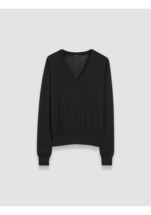 Superfine Cotton Silk V Neck Jumper - S