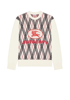 Burberry Ranger Crewneck Sweater in Chalk Argyle - Ivory. Size M (also in L, S, XL/1X, XXL/2X).