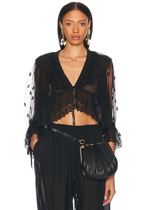 Chloe Embroidered Blouse in Black - Black. Size 36 (also in 40).