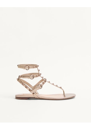 Valentino Garavani Rockstud Metallic Flat Flip-Flop Sandal Woman SKIN 40.5