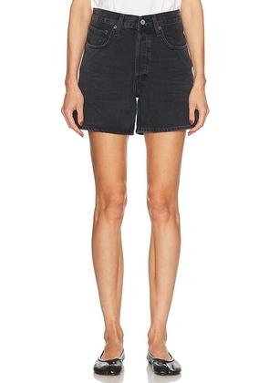 AGOLDE V-waist Short in Bounce - Black. Size 23 (also in 24, 25, 29, 30, 31, 32, 33, 34).