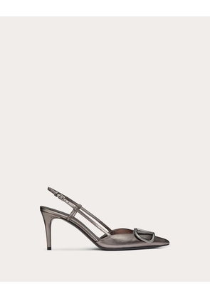 Valentino Garavani Vlogo Signature Slingback Pump In Laminated Nappa Leather 80Mm Woman DARK GREY 35