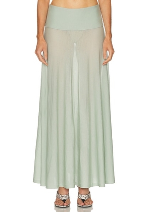 ALAÏA ALAΪA Maxi Skirt in Vert Amande - Sage. Size 40 (also in 34, 38).