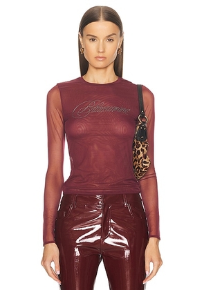 Blumarine Long Sleeve Logo Top in Burgundy - Burgundy. Size XS (also in ).