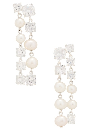 Completedworks Freshwater Pearl CZ Earrings in Silver Plated - Metallic Silver. Size all.