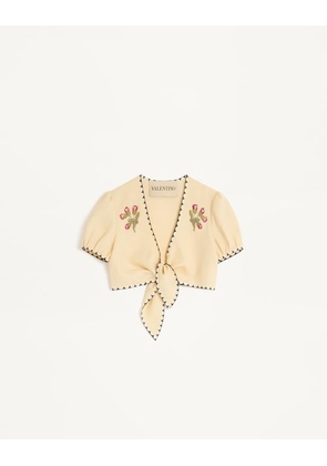 Valentino Embroidered Top Woman BIRCH/MULTICOLOUR 38