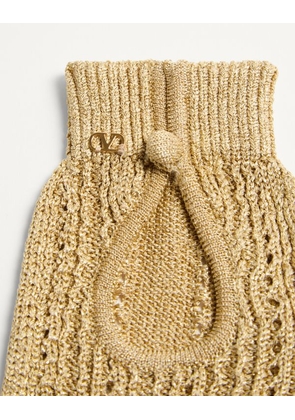 Valentino Garavani Fingerless Knitted Gloves In Lurex Woman GOLD UNI