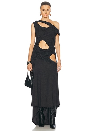 Di Petsa One Shoulder Midnight Dress in Grey - Charcoal. Size M (also in ).