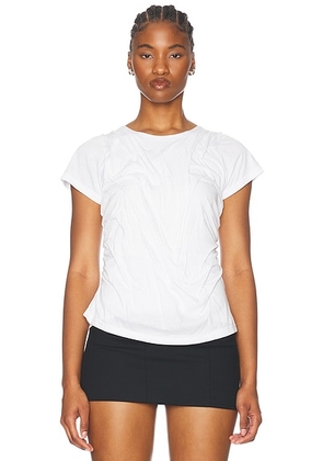 Di Petsa Wetlook Draped Tee in White - White. Size XS (also in L).