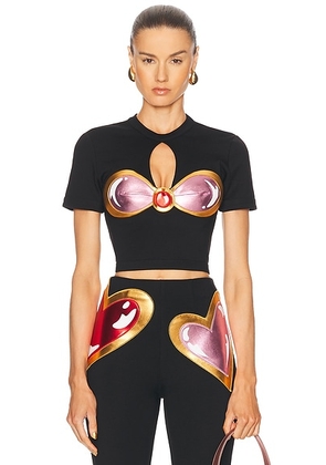 AREA Colorblock Gem Cup T-Shirt in Black - Black. Size S (also in XS).