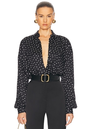Alexandre Vauthier Polka Dot Button Down Top in Black - Black. Size 38 (also in 36, 40, 44).