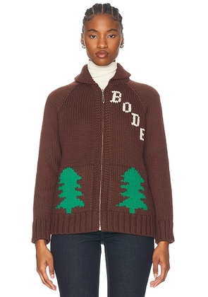 BODE Fir Shawl Collar Cardigan in Brown - Brown. Size M (also in L, S).