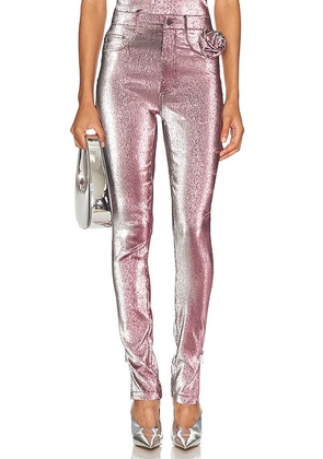 AREA Stretch Lame Rosette Legging in Pink & Silver - Pink. Size XS (also in S).