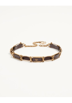 Valentino Garavani VLOGO SIGNATURE CHAIN BELT Woman BROWN L
