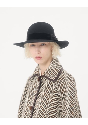 Valentino Garavani Vlogo Signature Hat in Lapin Fabric and Velvet with Taffetas Bow Woman BLACK 55