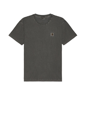 Carhartt WIP Short Sleeve Vista T-Shirt in Graphite Garment Dyed - Charcoal. Size S (also in ).