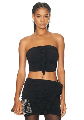THE ATTICO Ruched Strapless Top in Black - Black. Size 38 (also in 36, 40).