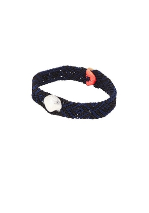 DEZSO BY SARA BELTRÁN Classic Silver Anadara Mexican Bracelet in Deep Blue Sea - Blue. Size all.