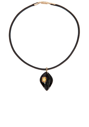 DEZSO BY SARA BELTRÁN Cowry Medio Emerald Cut Citrine Necklace in Onyx & Black Leather - Brown. Size all.