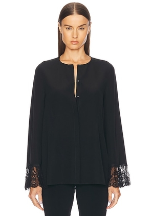 Chloe Lace Cuff Blouse in Black - Black. Size 40 (also in 36).