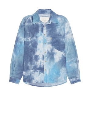 ERL Tie-Dye Corduroy Overshirt in Blue - Baby Blue. Size XL (also in L, S).