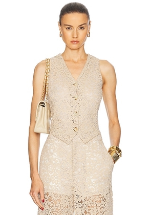 Blumarine Rebrode Lace Gilet in White Angora - Cream. Size 36 (also in ).