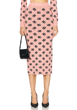 Dolce & Gabbana Jacquard Pencil Skirt in Dark Powder Pink - Coral. Size 42 (also in ).