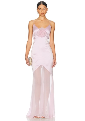 Alejandra Alonso Rojas Bias Gown With Flower in Pink - Blush. Size 4 (also in 6).