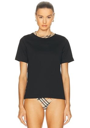 Burberry Check Collar Tee in Black - Black. Size XS (also in S).